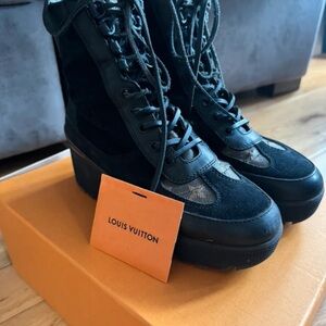 Louis Vuitton Black Lace-Up Boots